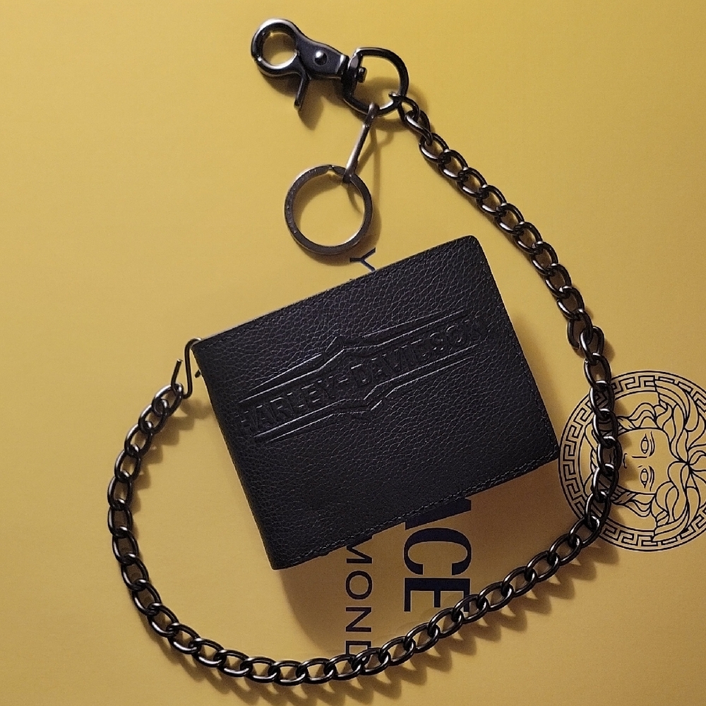 Vintage 2007 Harley-Davidson Men's Bi-Fold H-D Wallet W/Chain